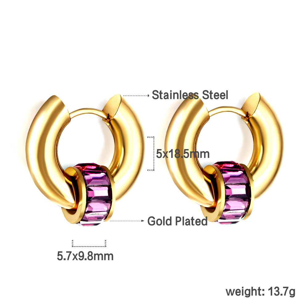 5x18.5mm circle with purple diamond earrings asonjewelry